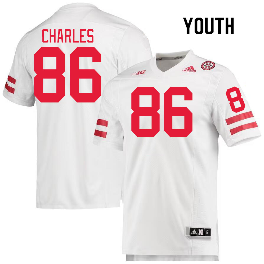 Youth #86 Jeremiah Charles Nebraska Cornhuskers College Football Jerseys Stitched Sale-White - Click Image to Close